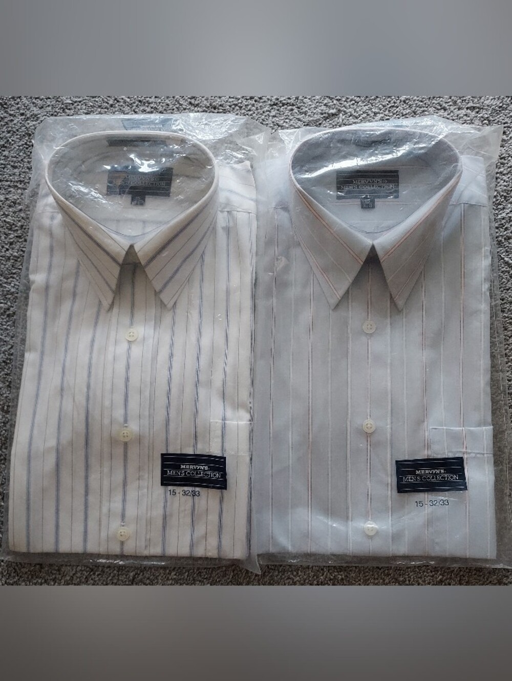 Men's White Pinstripe Dress Shirt - Classic Point Collar